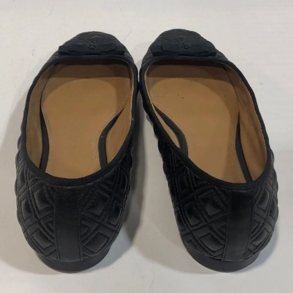 Women’s Tory Burch Black Quilted Leather Ballet Flats Size 9M